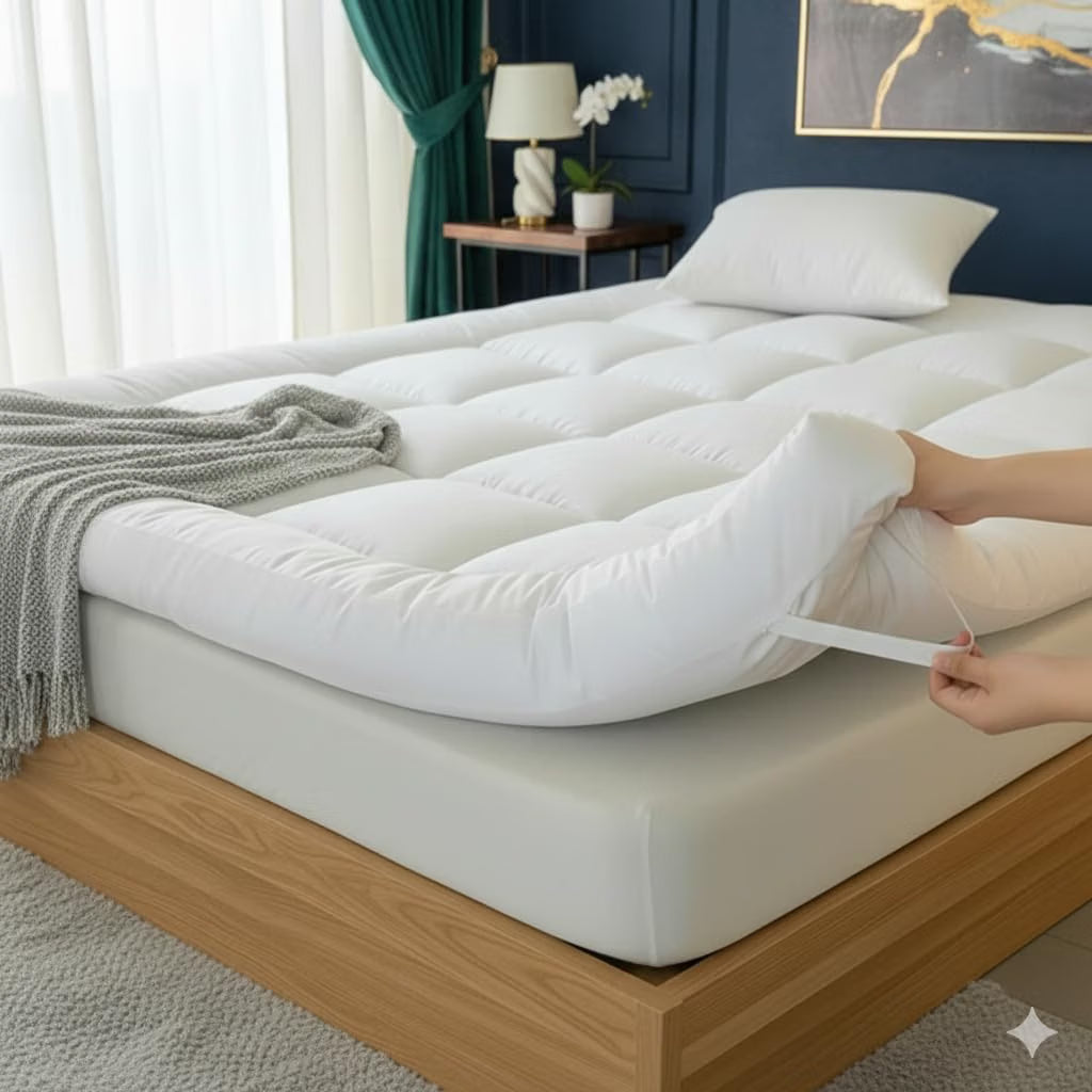 Extra Deep Mattress Topper - 10cm Thick Luxury Hotel Quality Bed Topper, 1100GSM Ultra-Plush Microfiber, Breathable Box Stitched Overfilled Comfort Layer