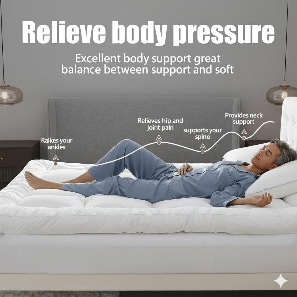 Extra Deep Mattress Topper - 10cm Thick Luxury Hotel Quality Bed Topper, 1100GSM Ultra-Plush Microfiber, Breathable Box Stitched Overfilled Comfort Layer